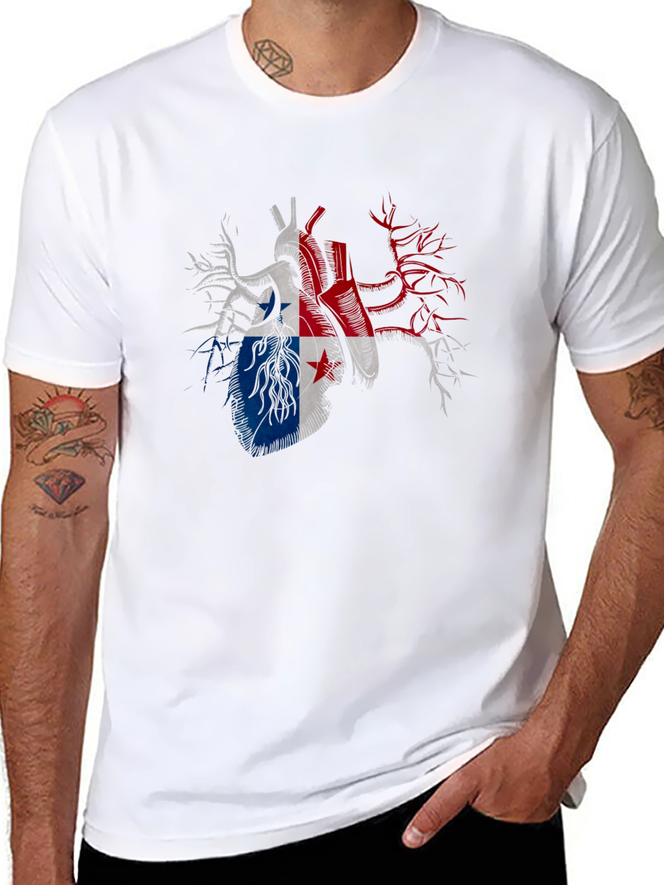 Panama Flag Heart Graphic Tee - Black