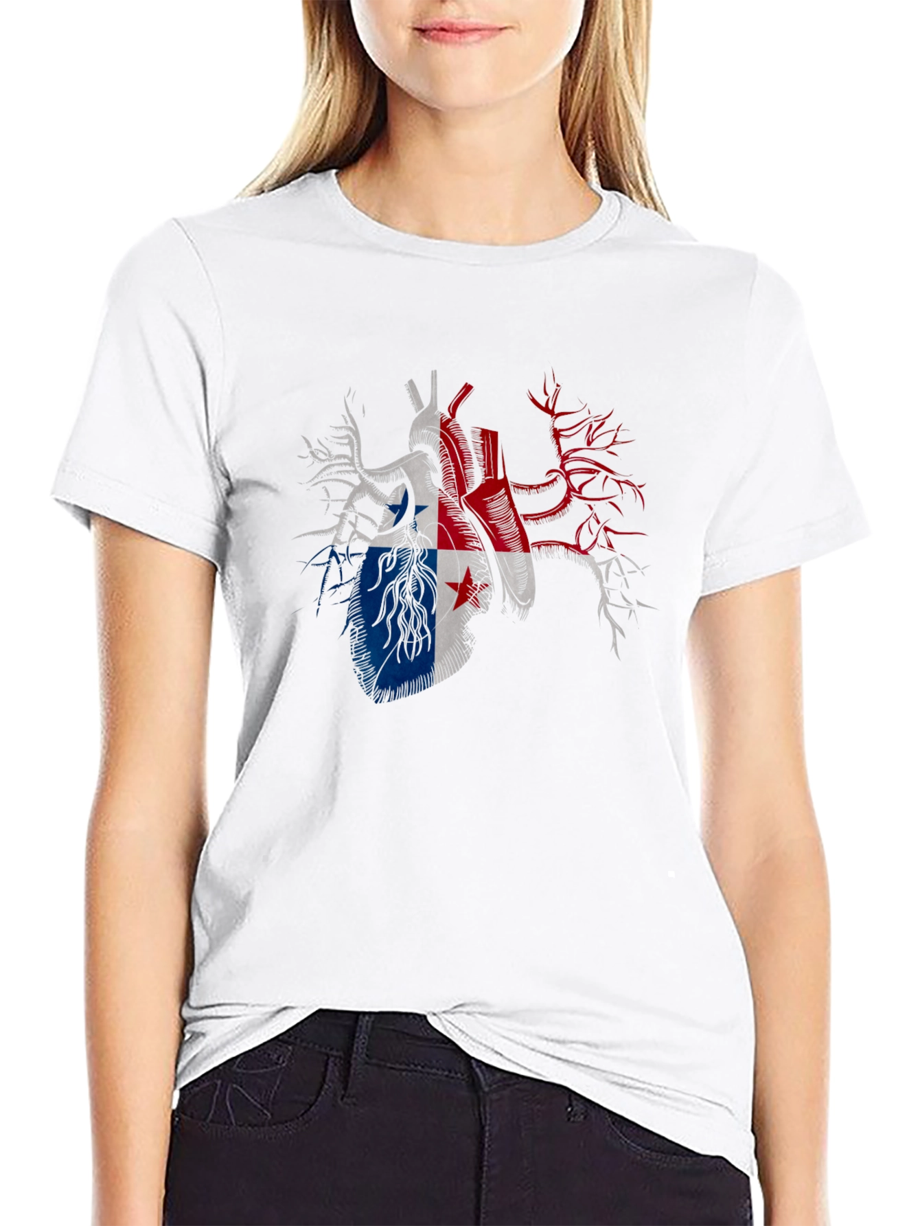 Panama Flag Heart Graphic Tee - Black