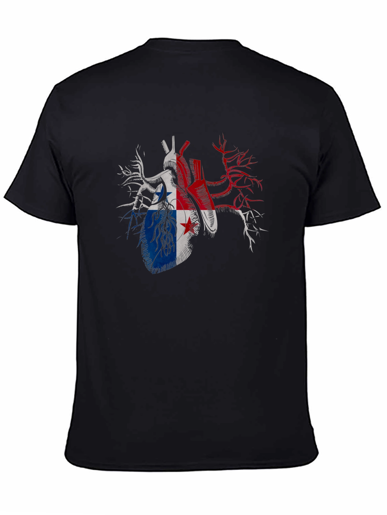 Panama Flag Heart Graphic Tee - Black