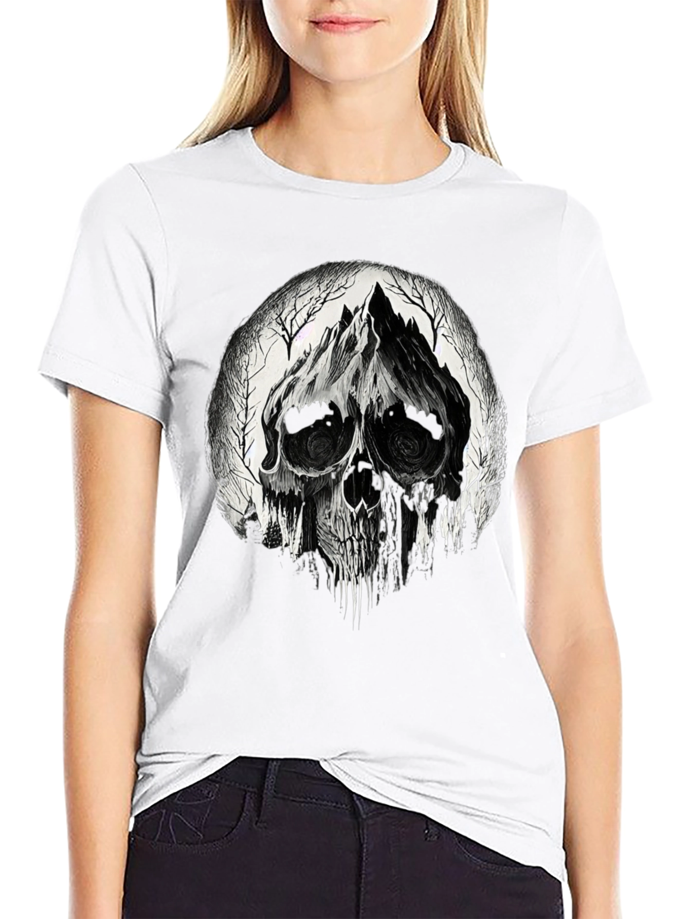 Skull Mountain Graphic Tee - Gothic Black T-Shirt