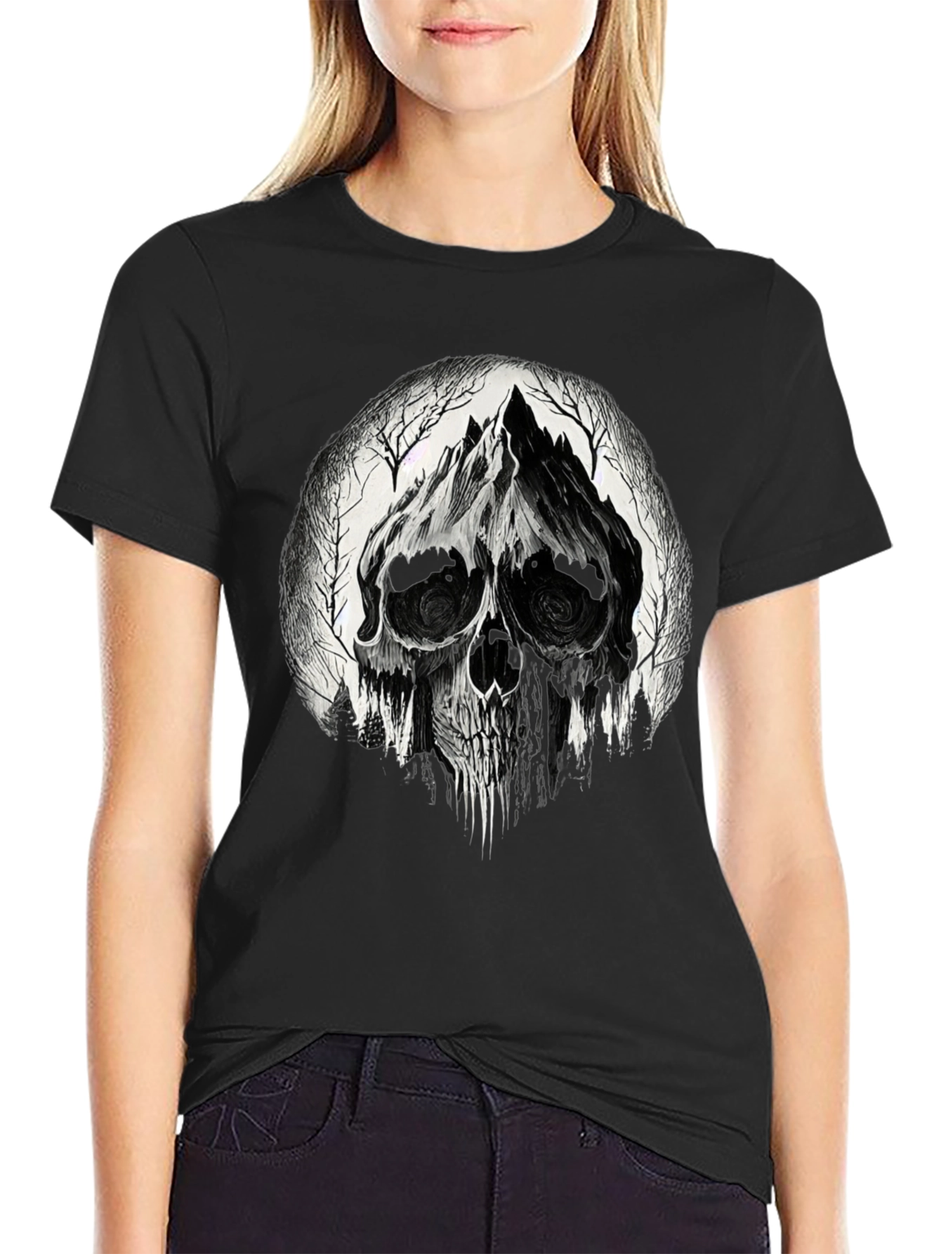 Skull Mountain Graphic Tee - Gothic Black T-Shirt