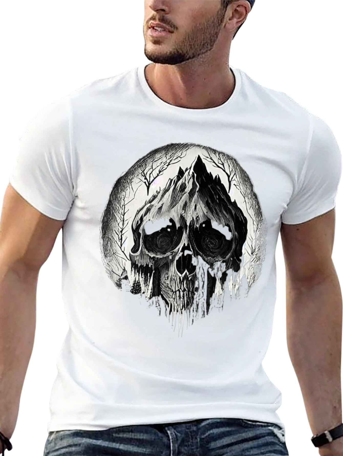 Skull Mountain Graphic Tee - Gothic Black T-Shirt