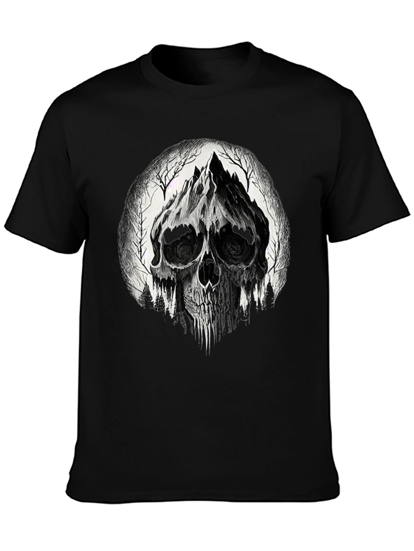 Skull Mountain Graphic Tee - Gothic Black T-Shirt