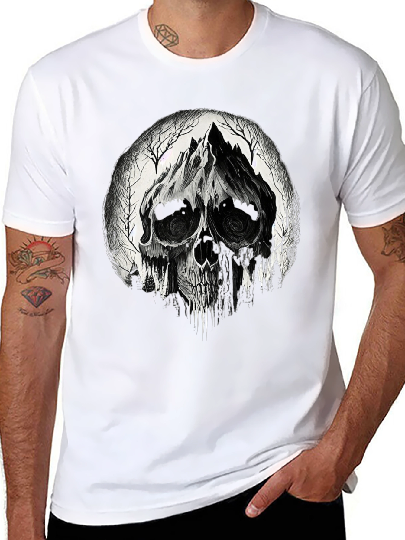 Skull Mountain Graphic Tee - Gothic Black T-Shirt