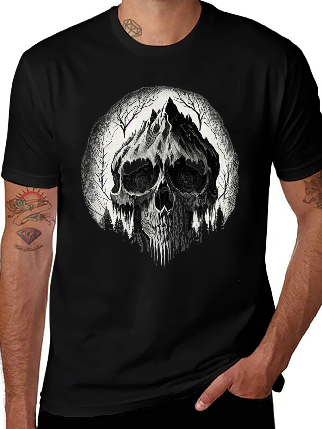 Skull Mountain Graphic Tee - Gothic Black T-Shirt