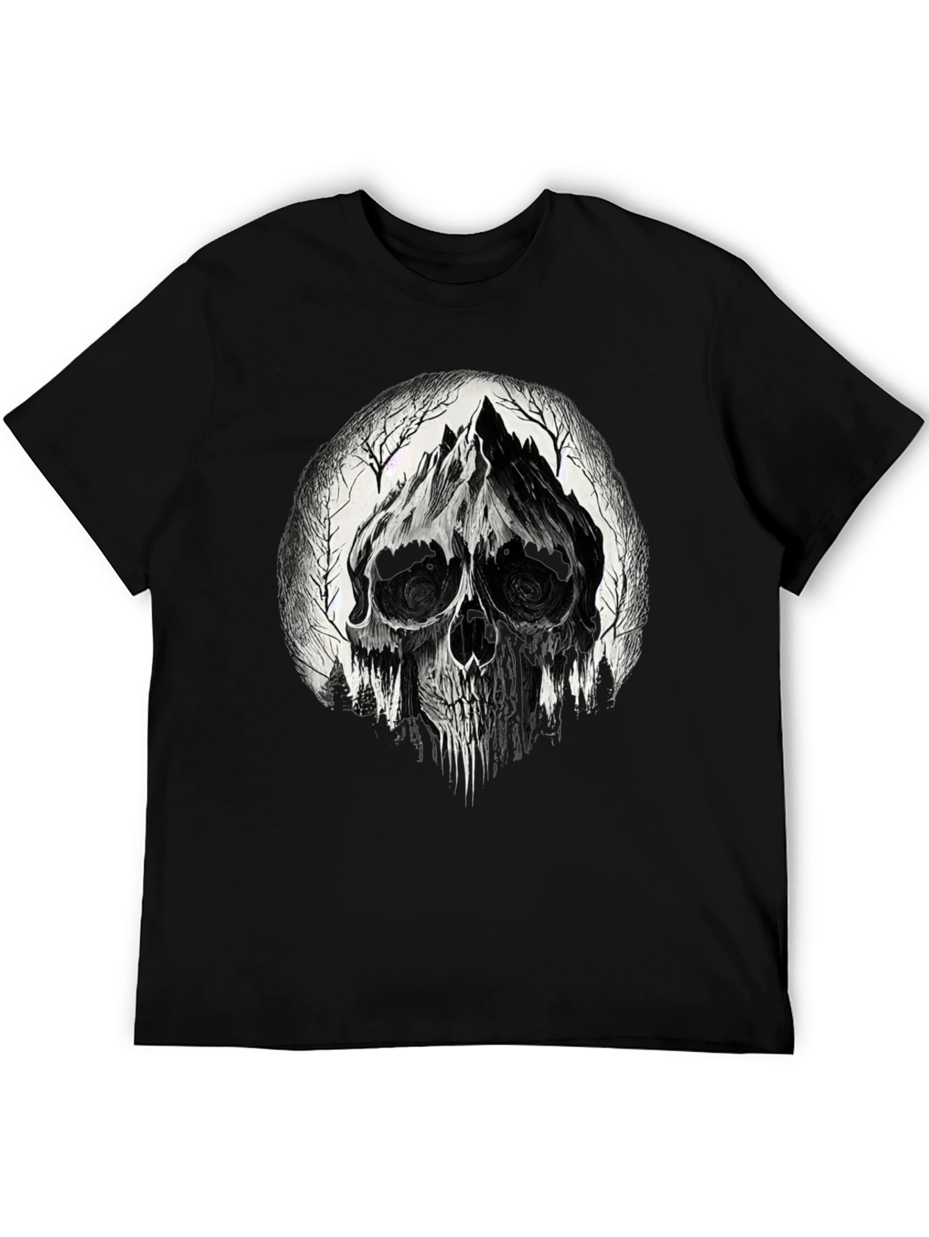 Skull Mountain Graphic Tee - Gothic Black T-Shirt