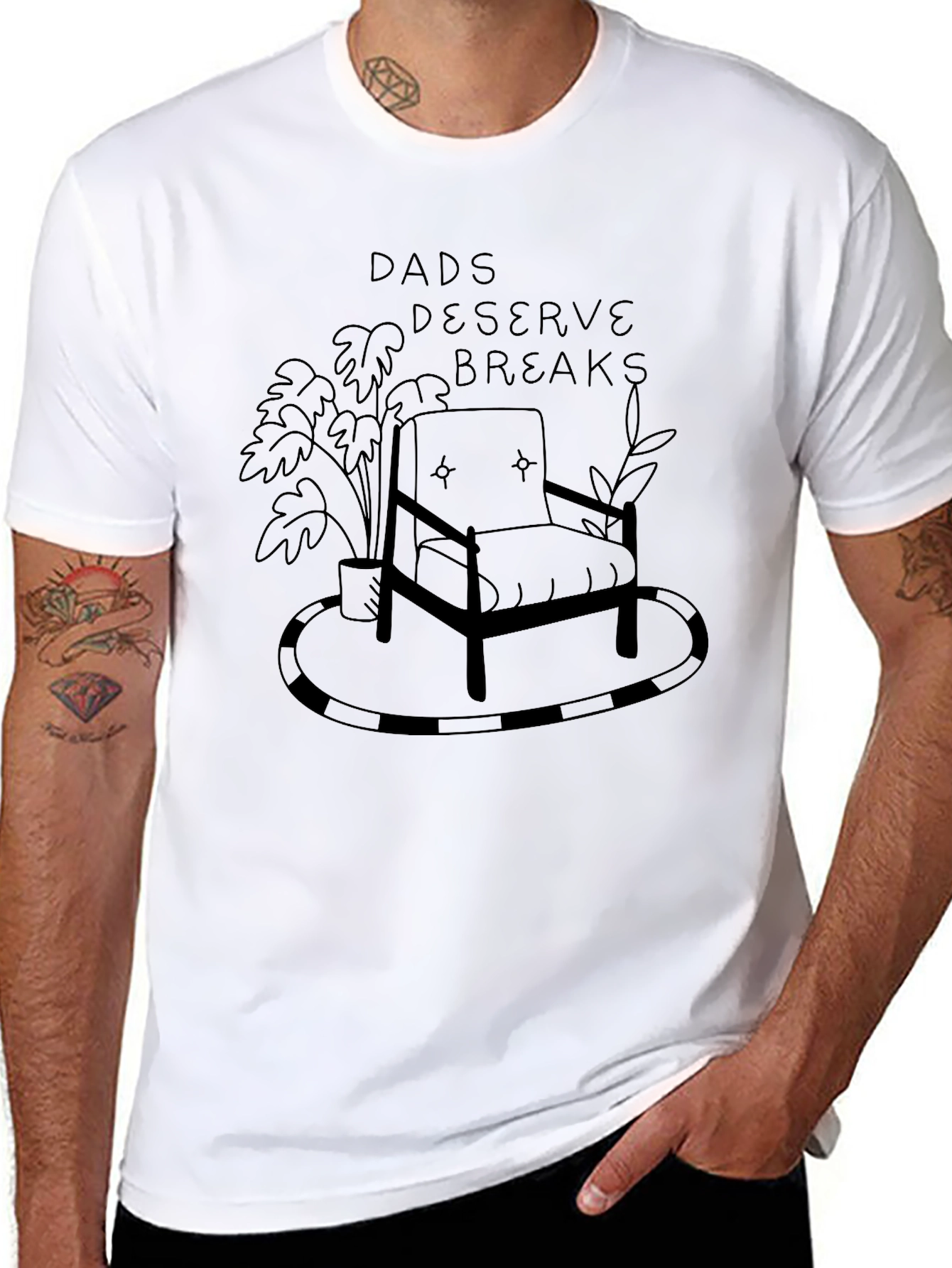 Dads Deserve Breaks Graphic Tee - Relax in Style