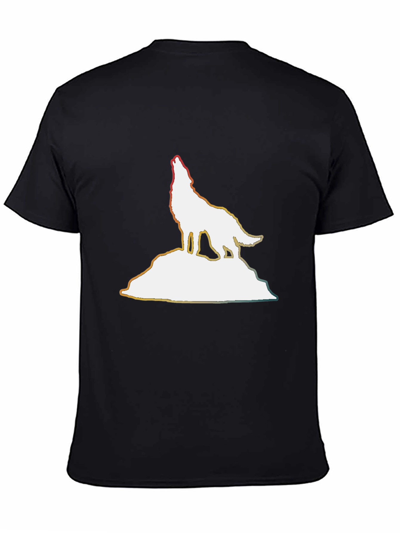 Wolf Silhouette Graphic Tee - Black Cotton Comfort