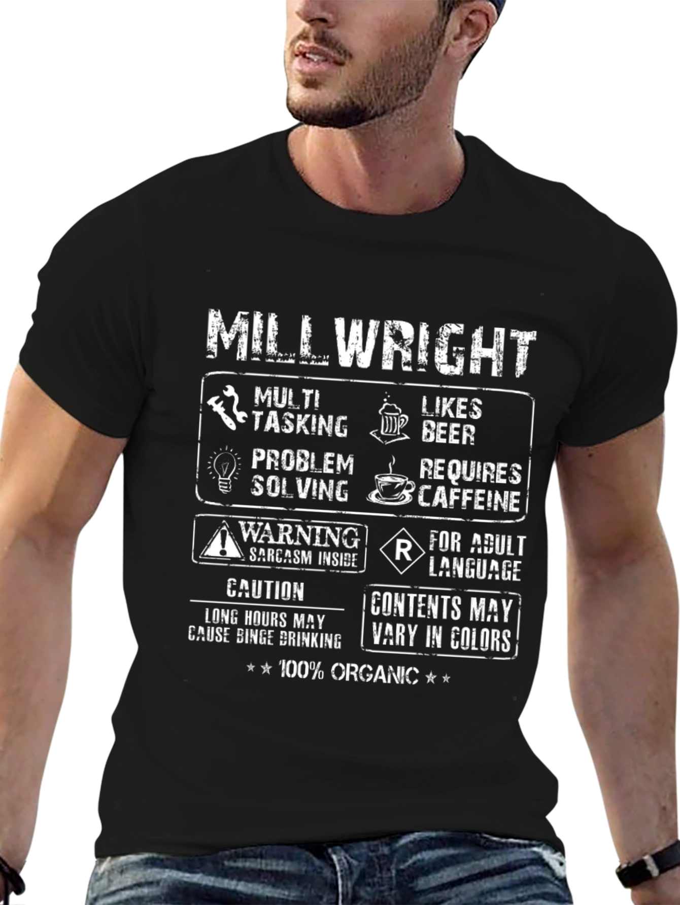 Millwright T-Shirt - Multi-Tasking Likes Beer 100% Organic