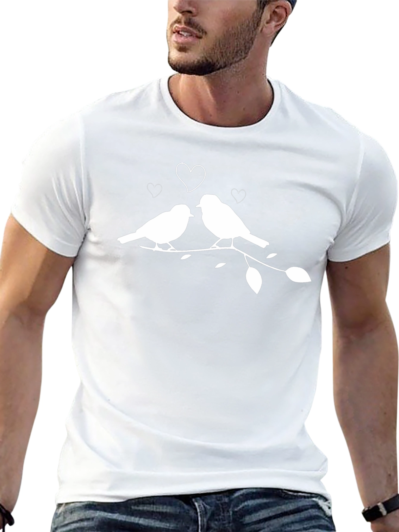 Lovebirds Tee - Romantic Bird Branch Graphic T-Shirt