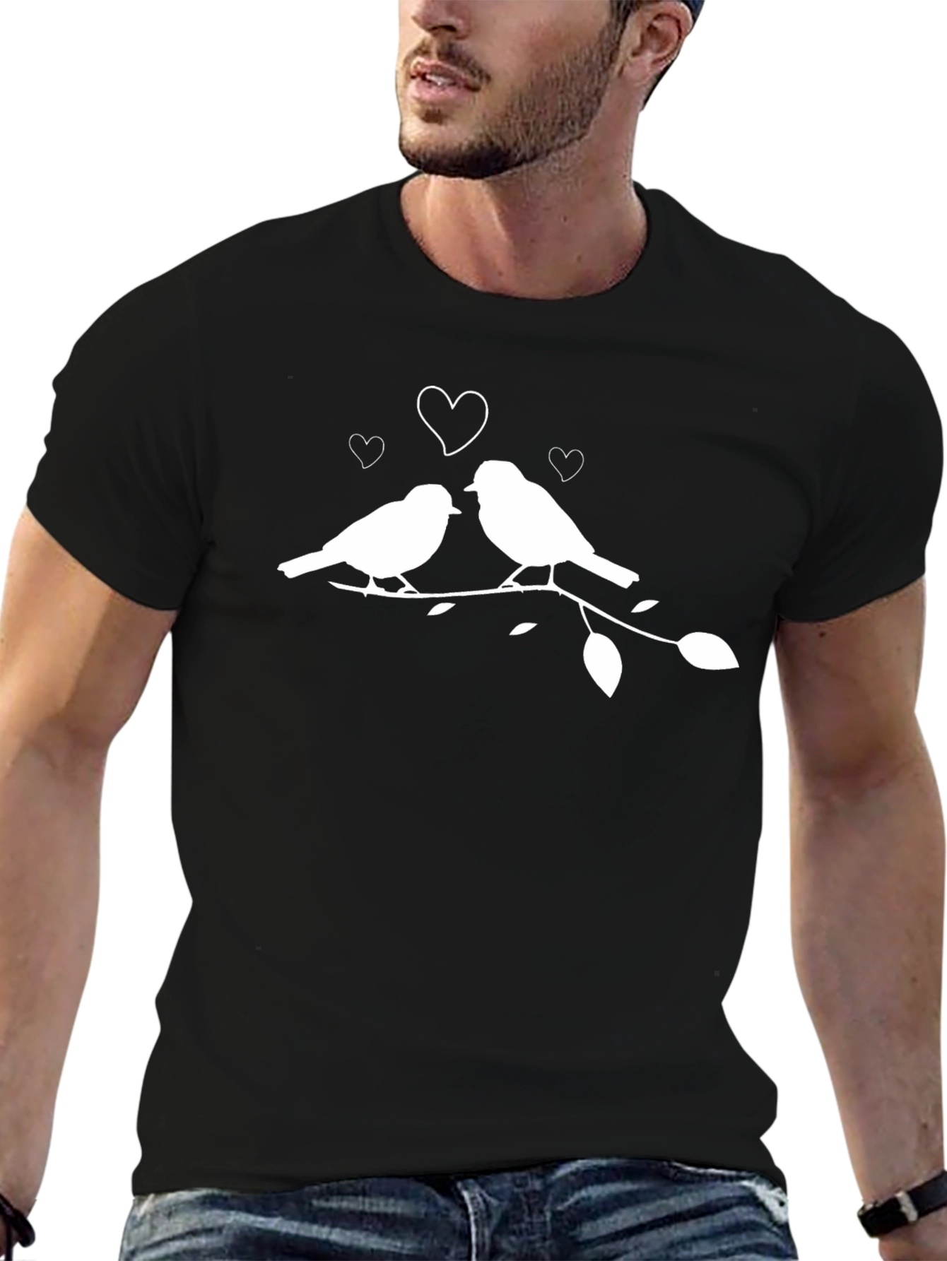 Lovebirds Tee - Romantic Bird Branch Graphic T-Shirt