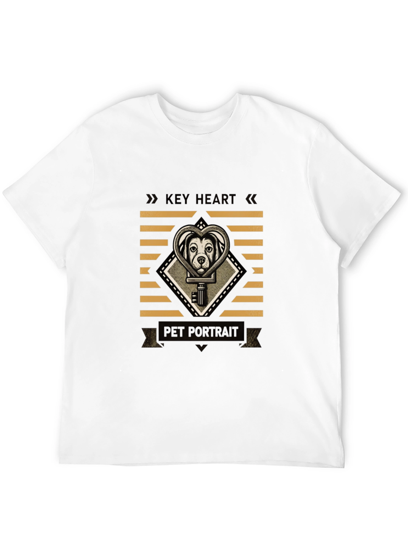 Key Heart Pet Portrait Black Graphic Tee