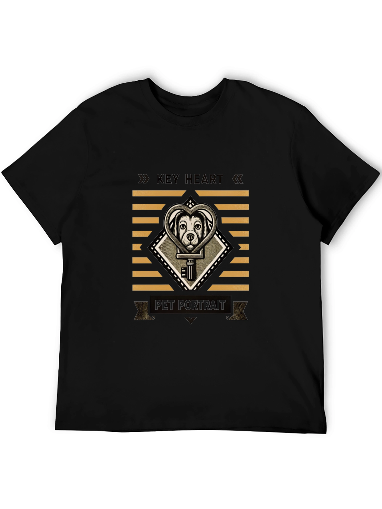 Key Heart Pet Portrait Black Graphic Tee