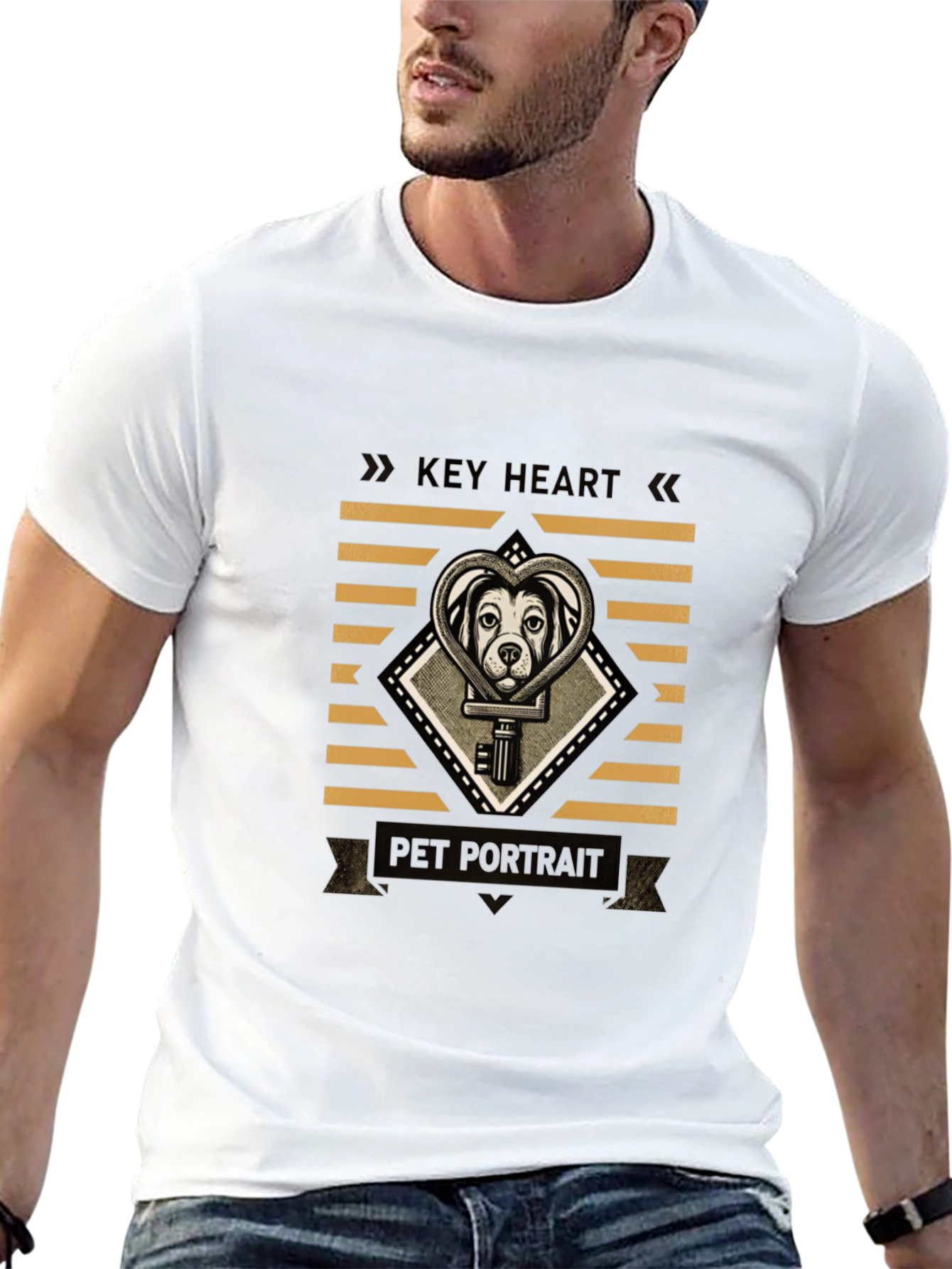 Key Heart Pet Portrait Black Graphic Tee