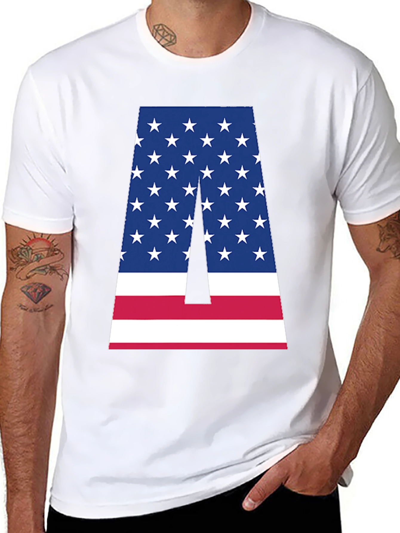 American Flag Letter A Graphic T-Shirt