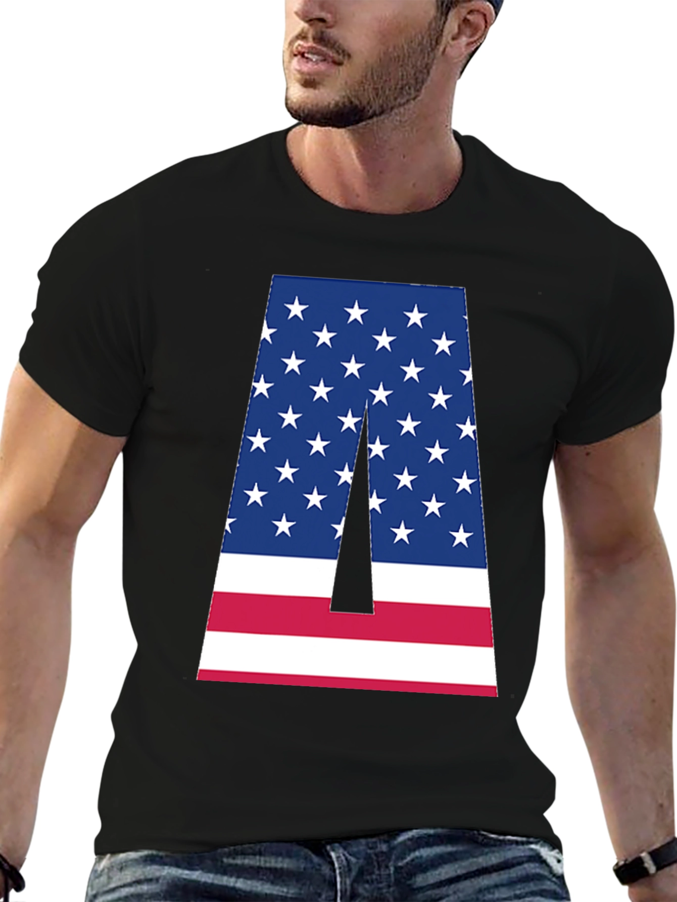 American Flag Letter A Graphic T-Shirt