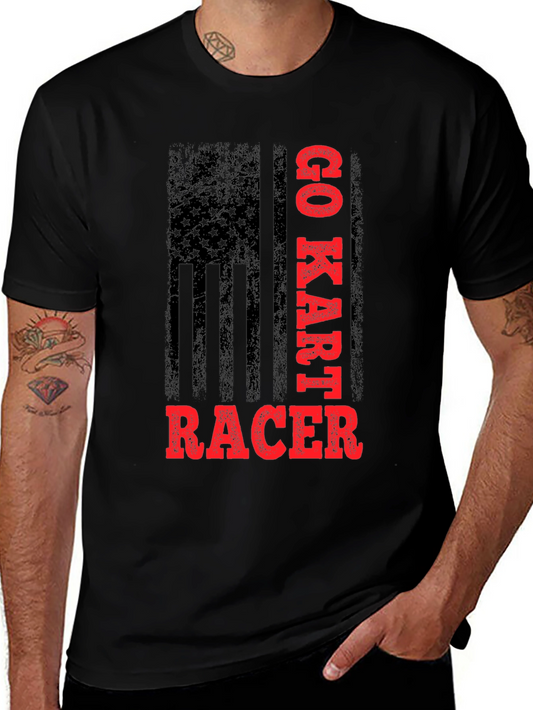 Go Kart Racer T-Shirt - Distressed US Flag Graphic Tee