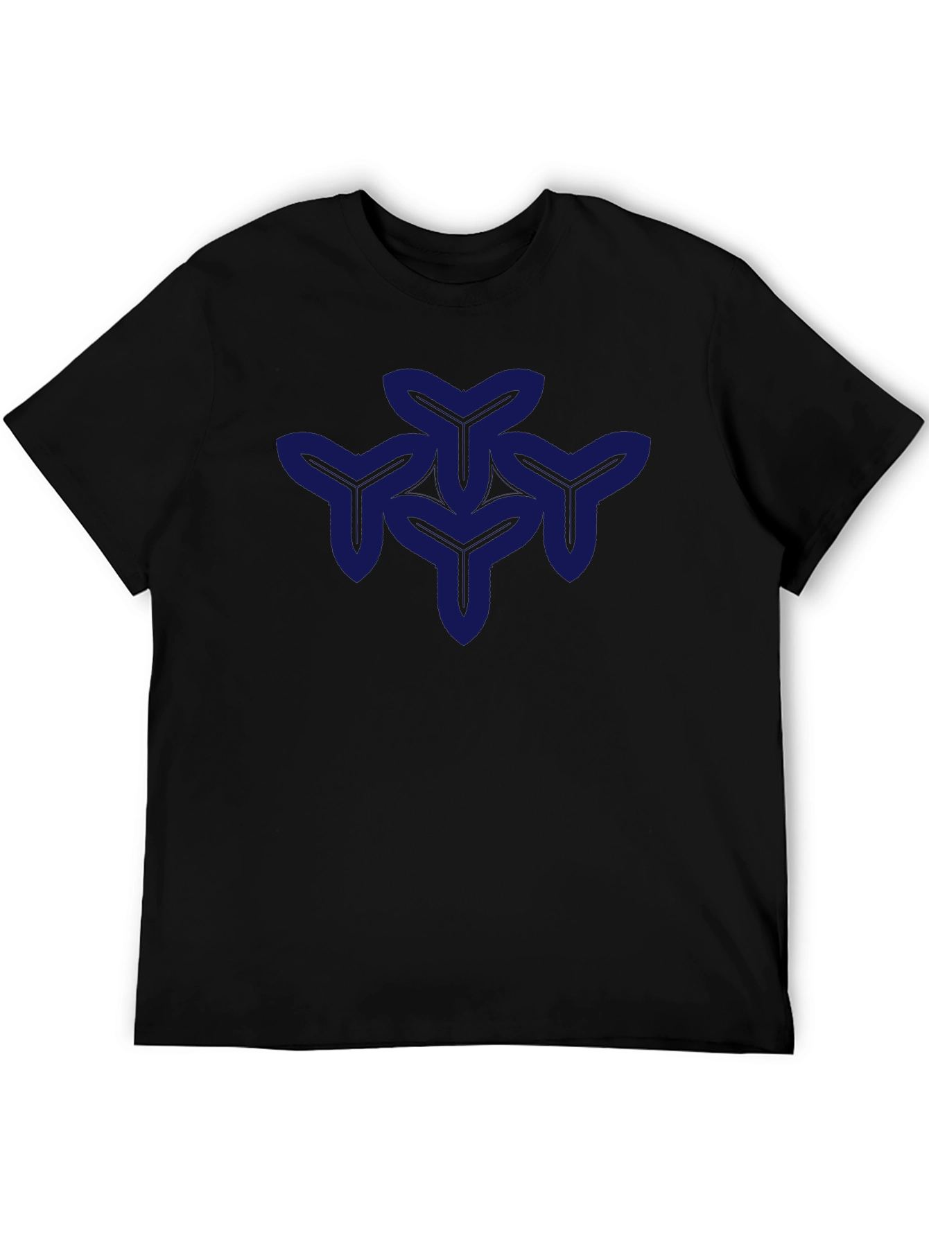 Geometric Y-Pattern Black T-Shirt - Modern Casual Wear