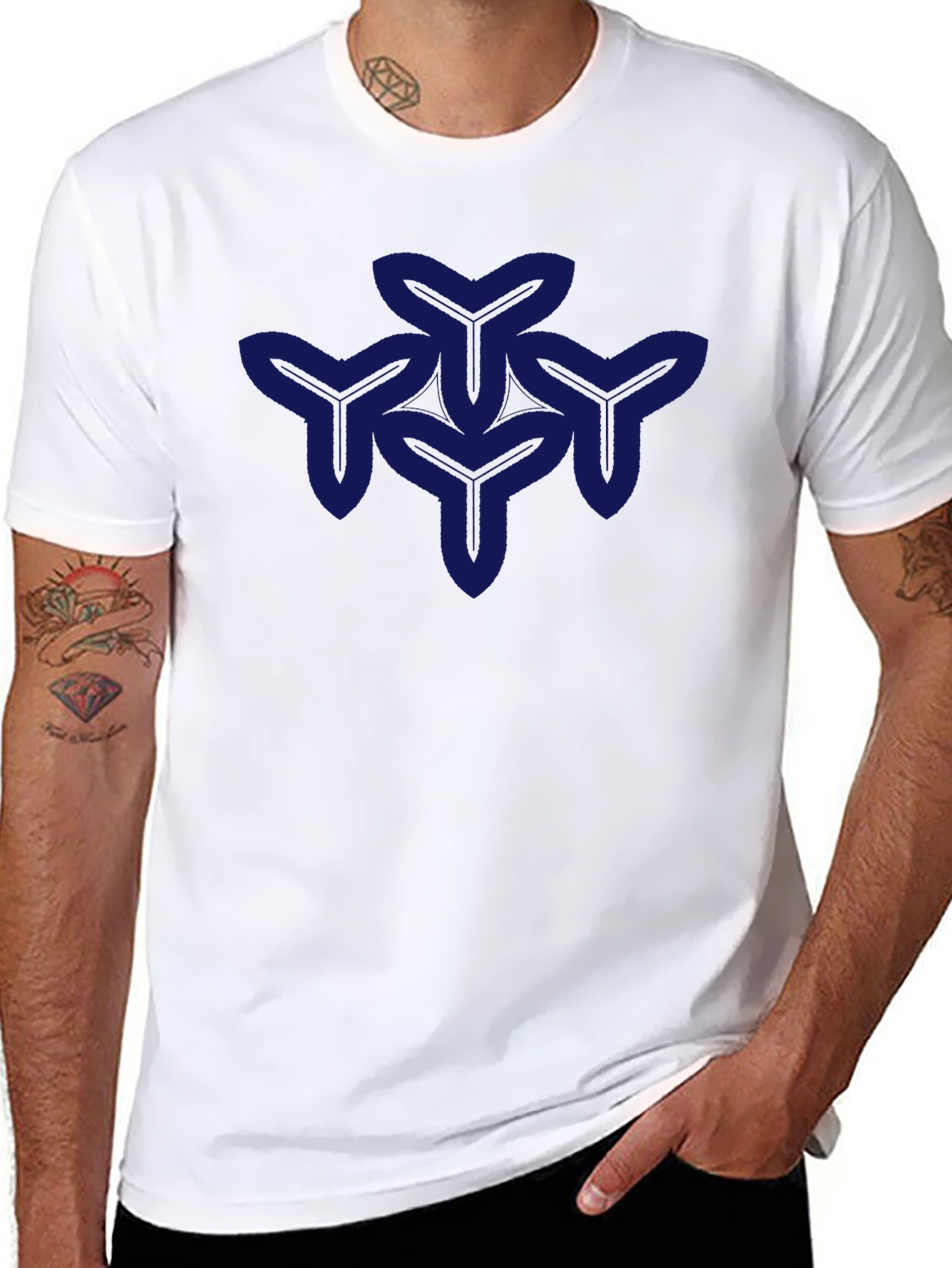 Geometric Y-Pattern Black T-Shirt - Modern Casual Wear