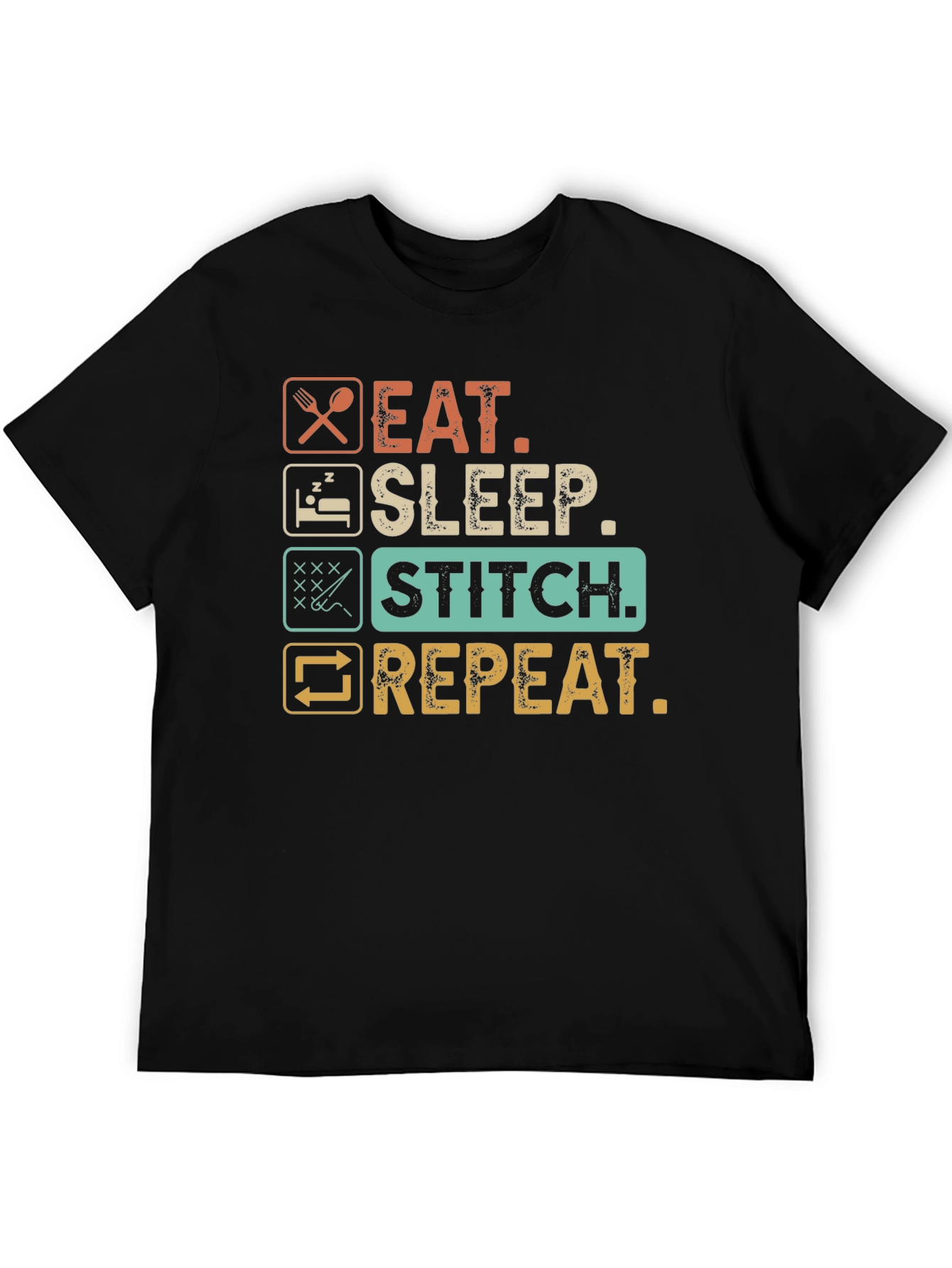 Eat Sleep Stitch Repeat Graphic Tee