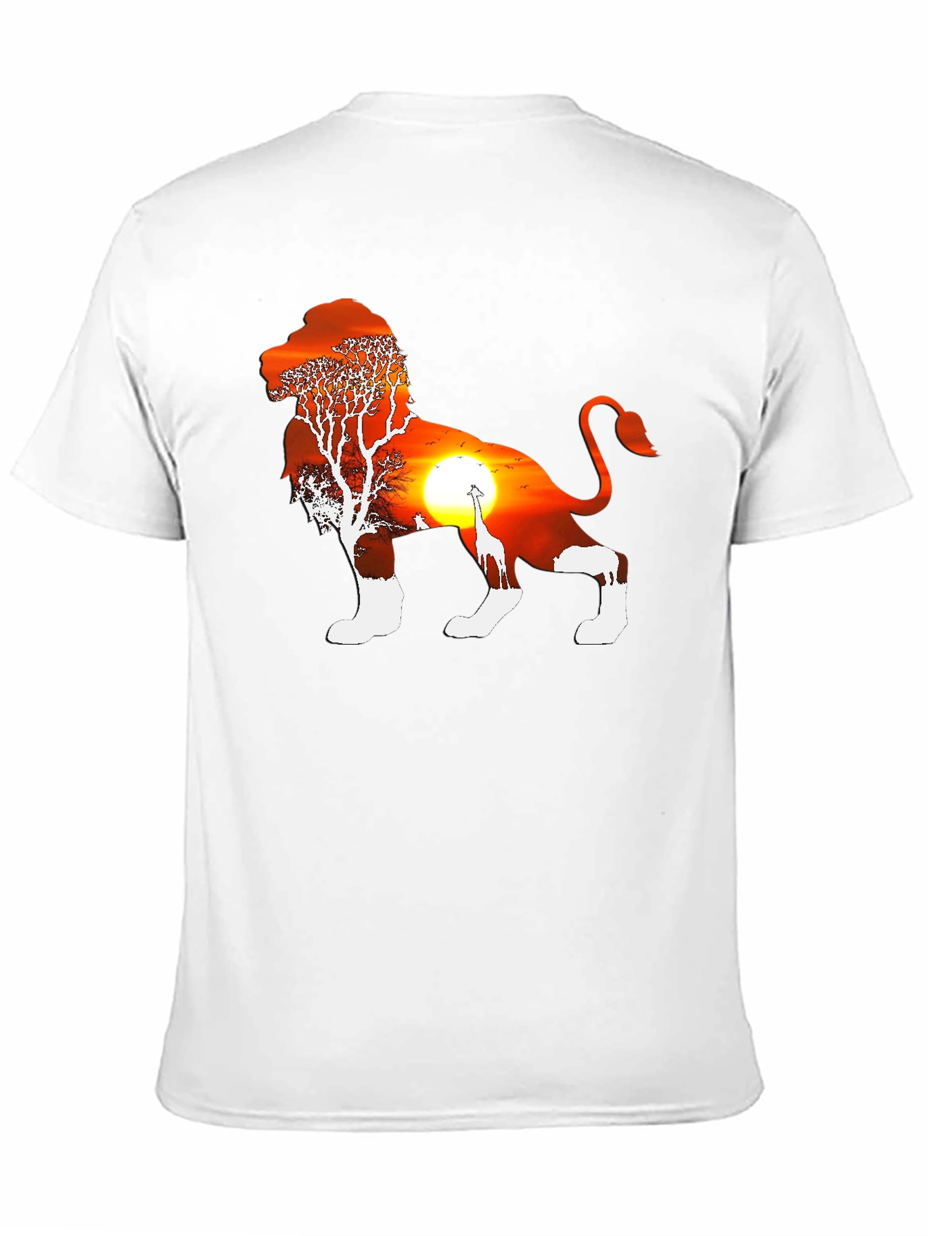 Lion Sunset Graphic Tee - Black Cotton Blend T-Shirt