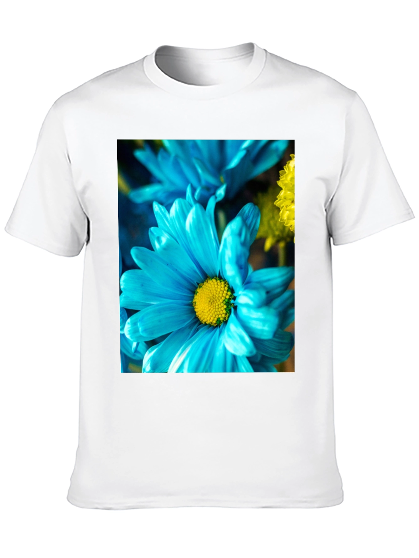 Blue Flower Graphic Tee - Soft Cotton Blend