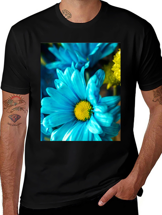 Blue Flower Graphic Tee - Soft Cotton Blend