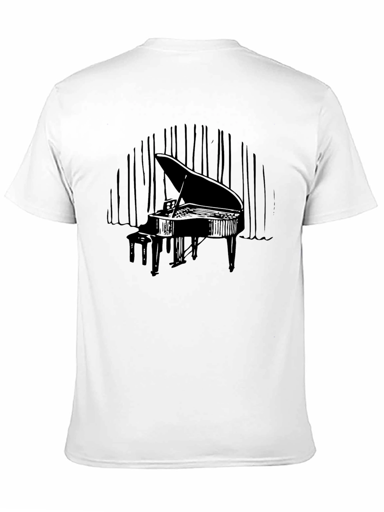 Grand Piano Black Graphic Tee - Music Lover Shirt