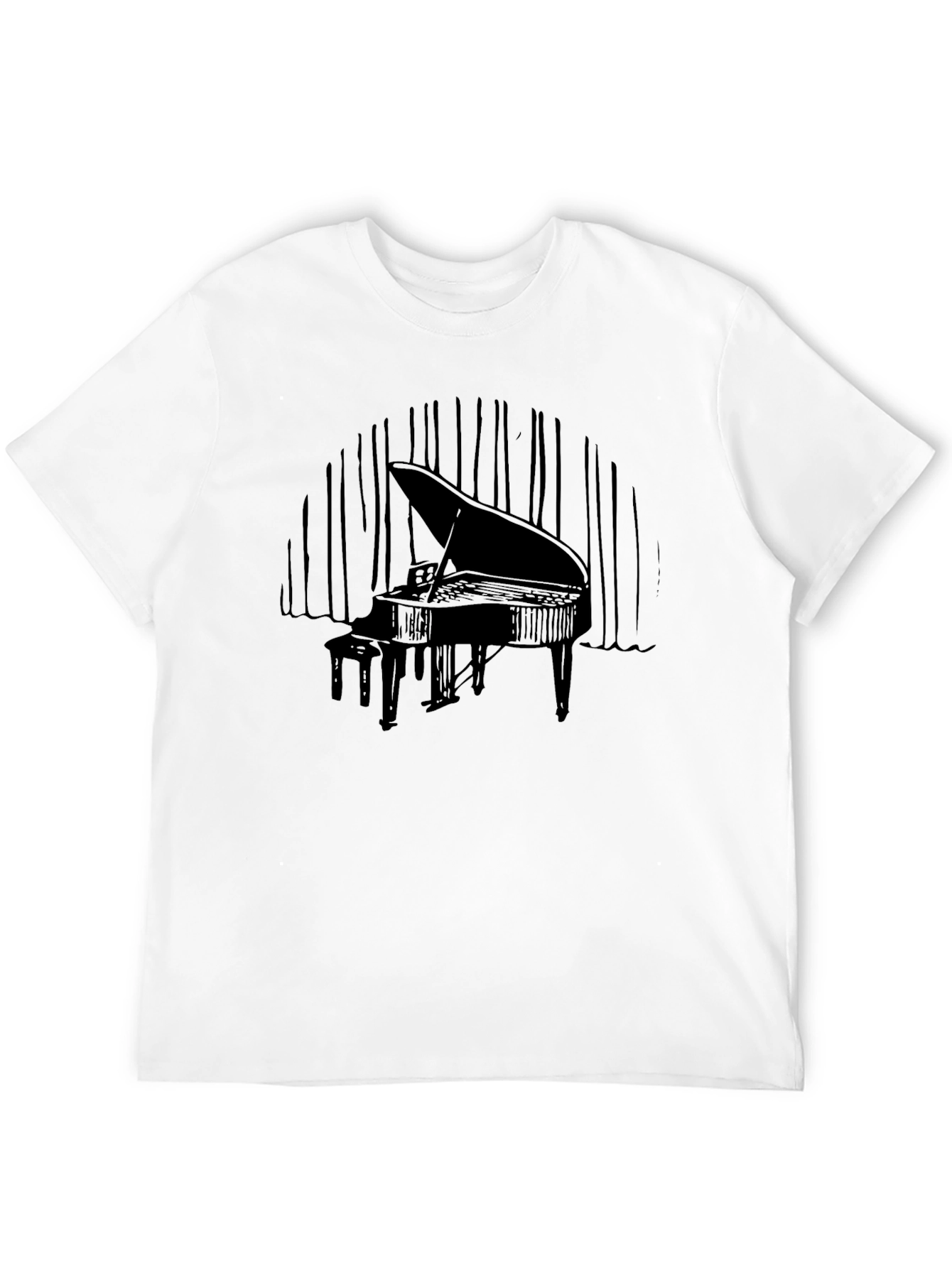 Grand Piano Black Graphic Tee - Music Lover Shirt