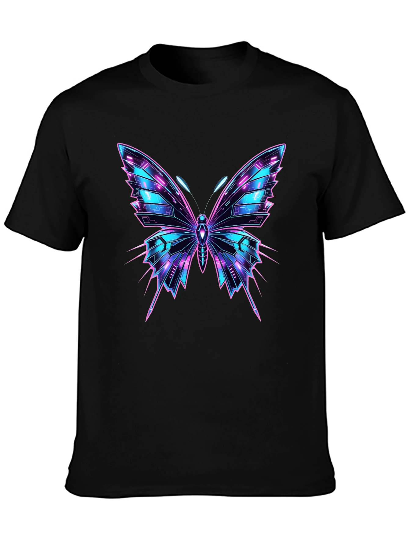 Cyberpunk Butterfly Graphic Black T-Shirt