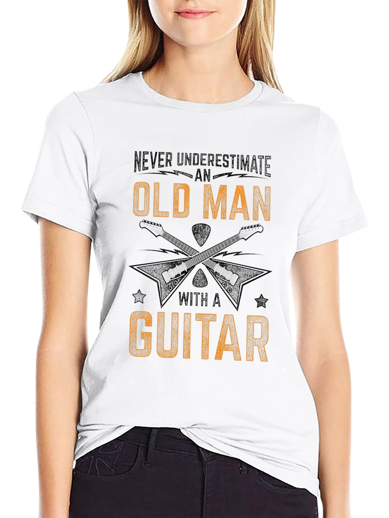 Old Man with a Guitar Black T-Shirt