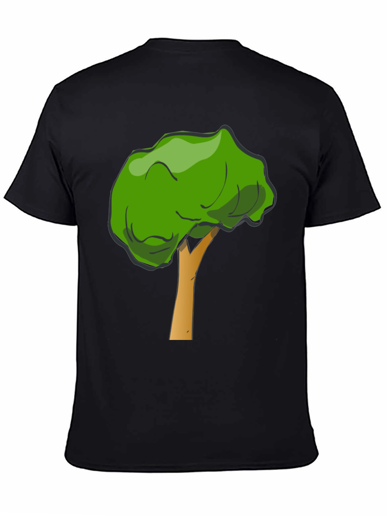 Cartoon Tree Graphic Tee - Unisex Black T-Shirt