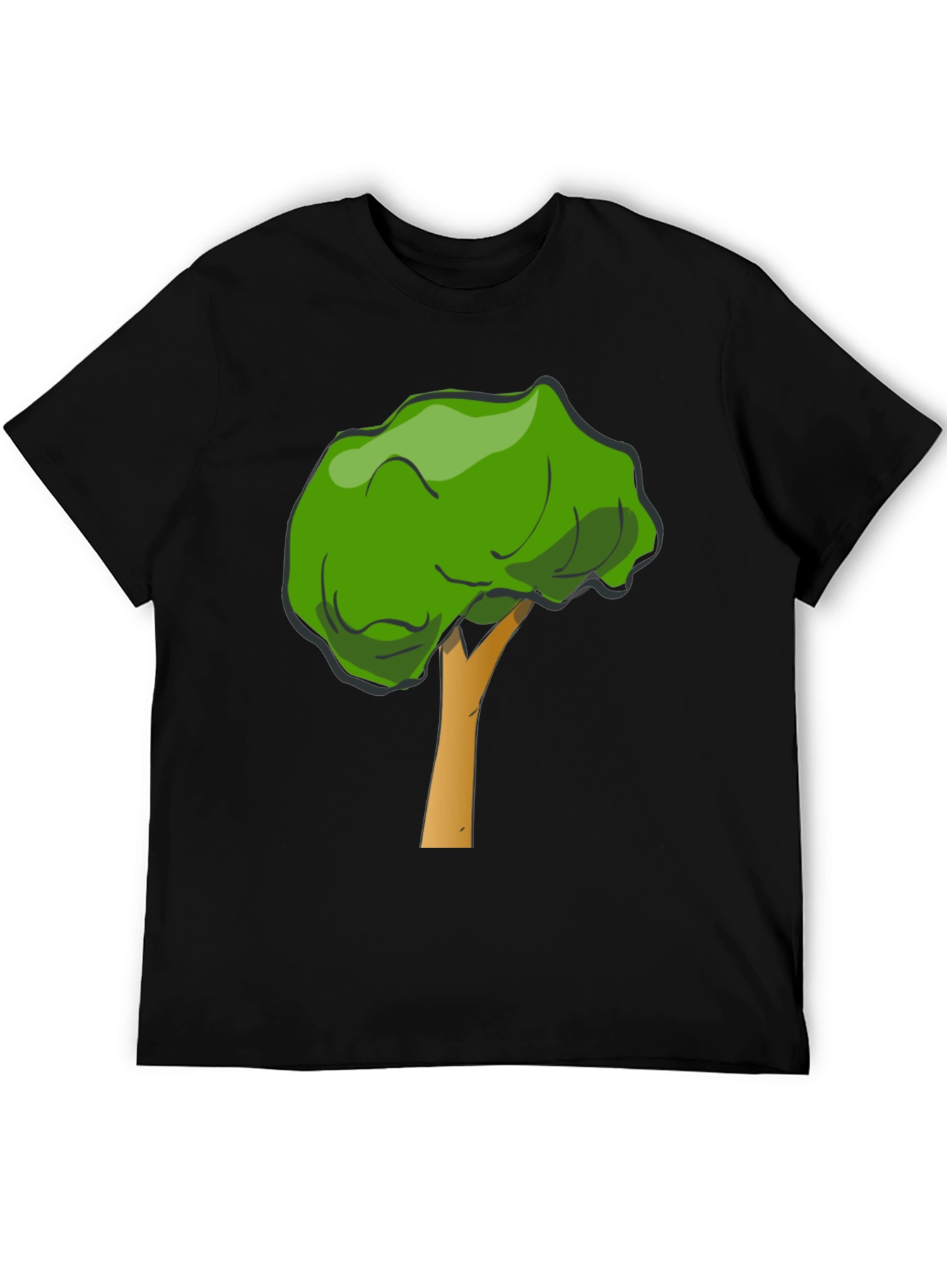 Cartoon Tree Graphic Tee - Unisex Black T-Shirt