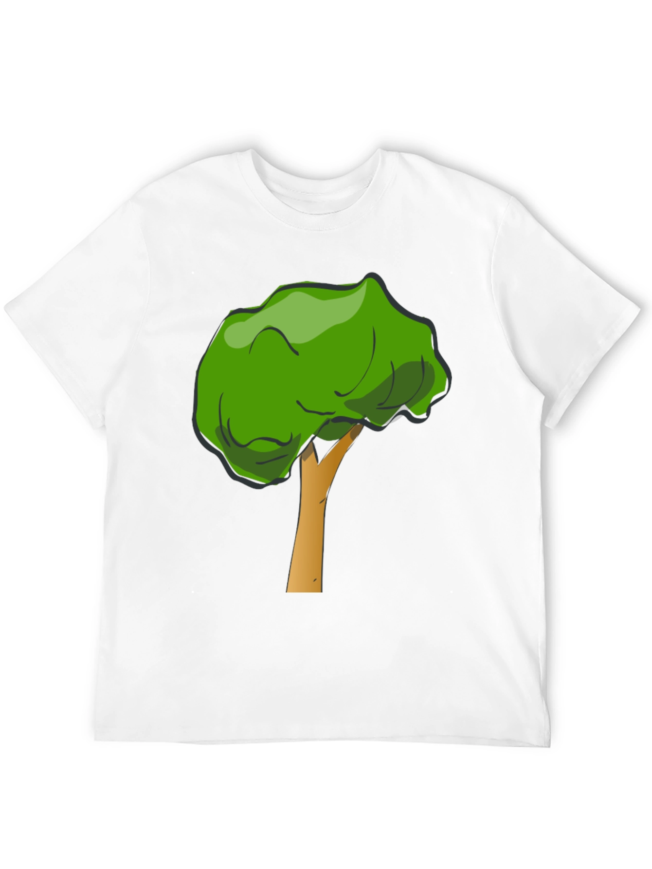 Cartoon Tree Graphic Tee - Unisex Black T-Shirt