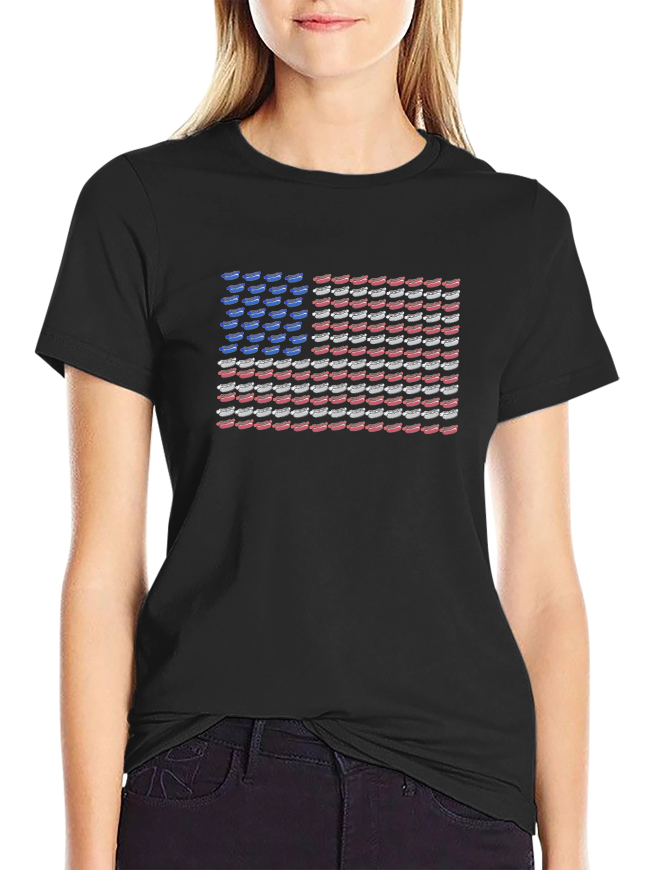 American Flag Hotdog Graphic T-Shirt