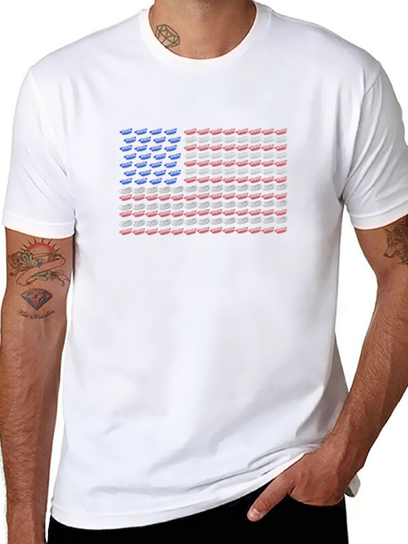 American Flag Hotdog Graphic T-Shirt