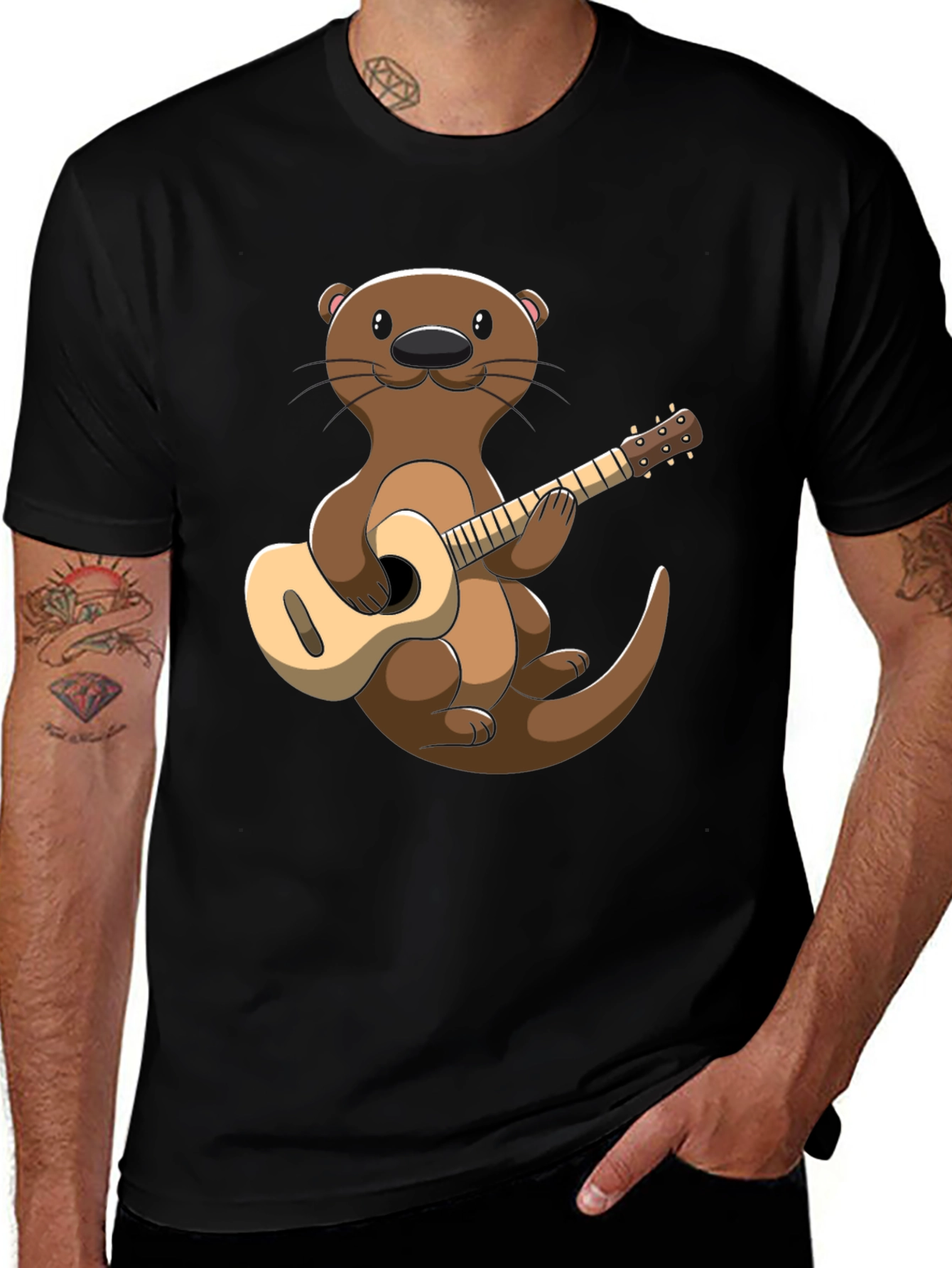 Otter Playing Guitar Graphic T-Shirt