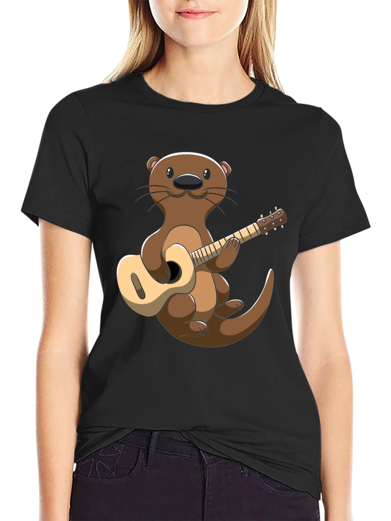 Otter Playing Guitar Graphic T-Shirt