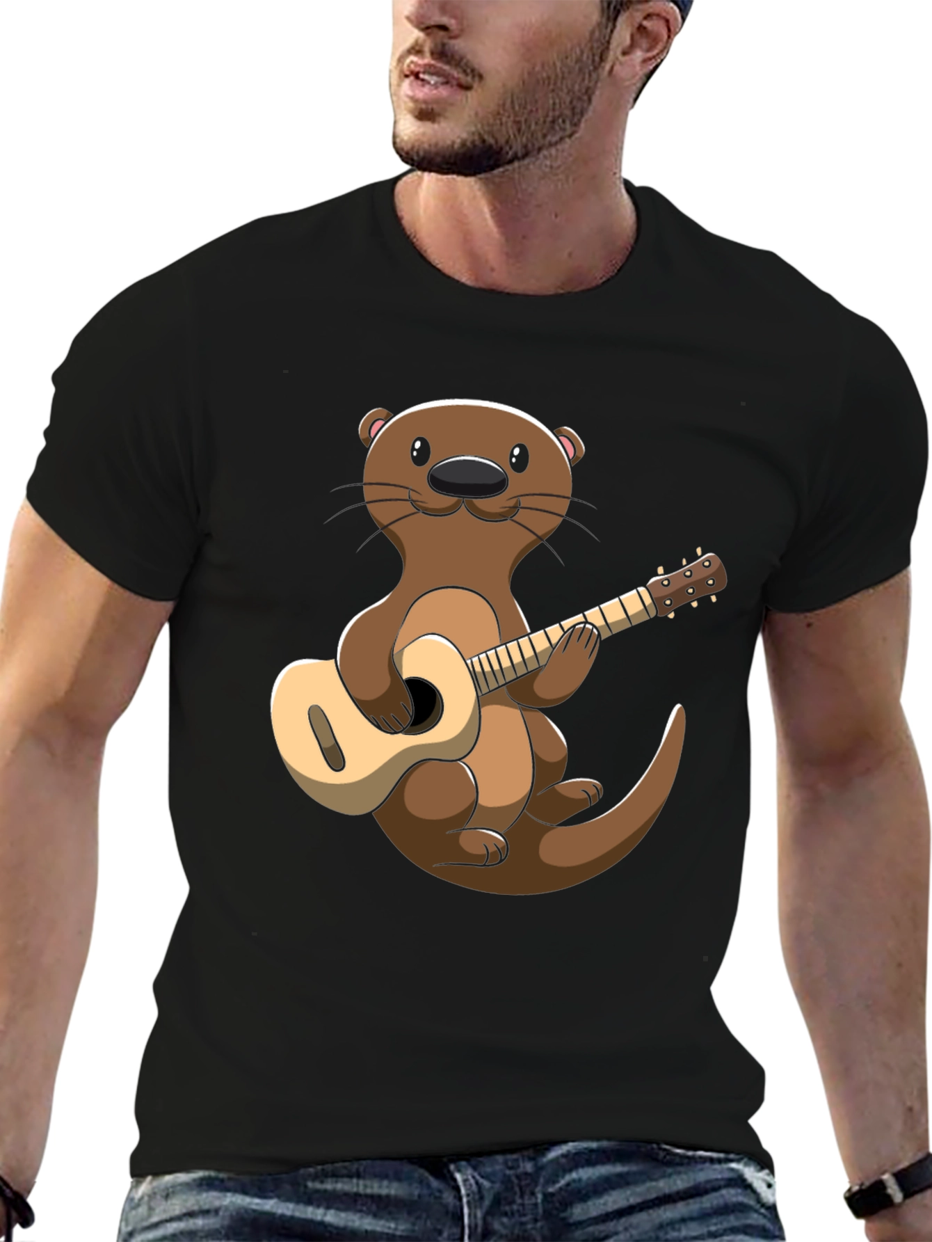Otter Playing Guitar Graphic T-Shirt
