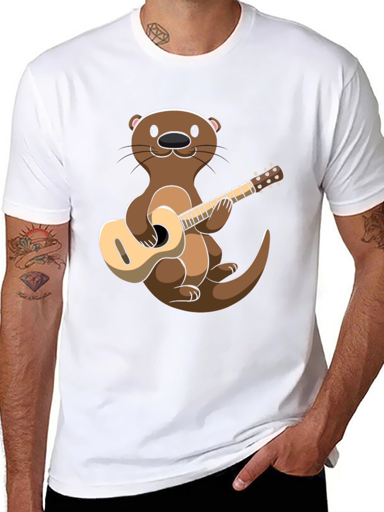 Otter Playing Guitar Graphic T-Shirt