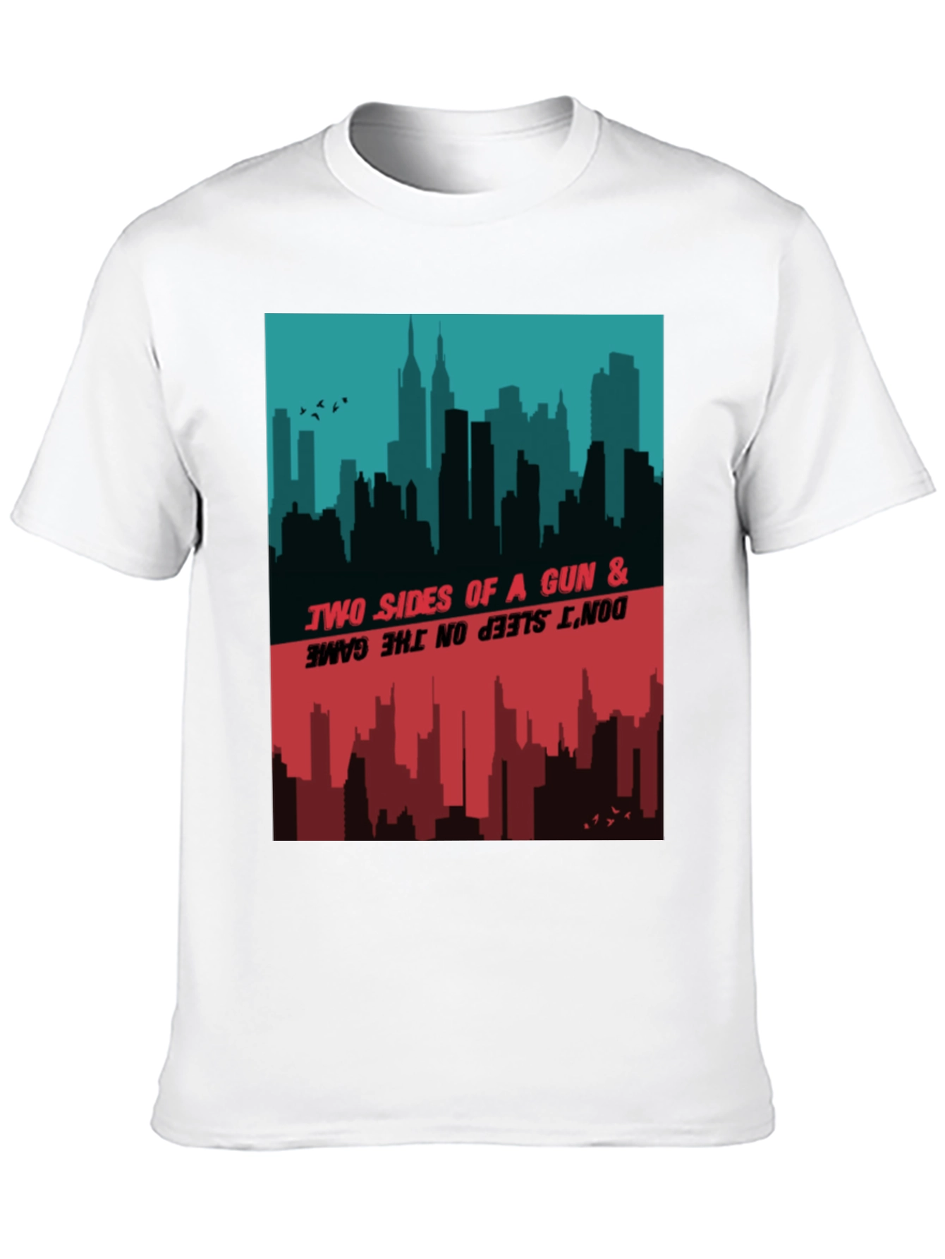 Two Sides Graphic Tee - Cityscape Design