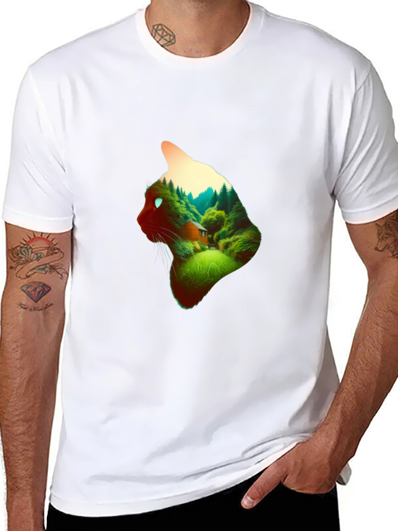 Cat Forest T-Shirt - Nature Lover Tee