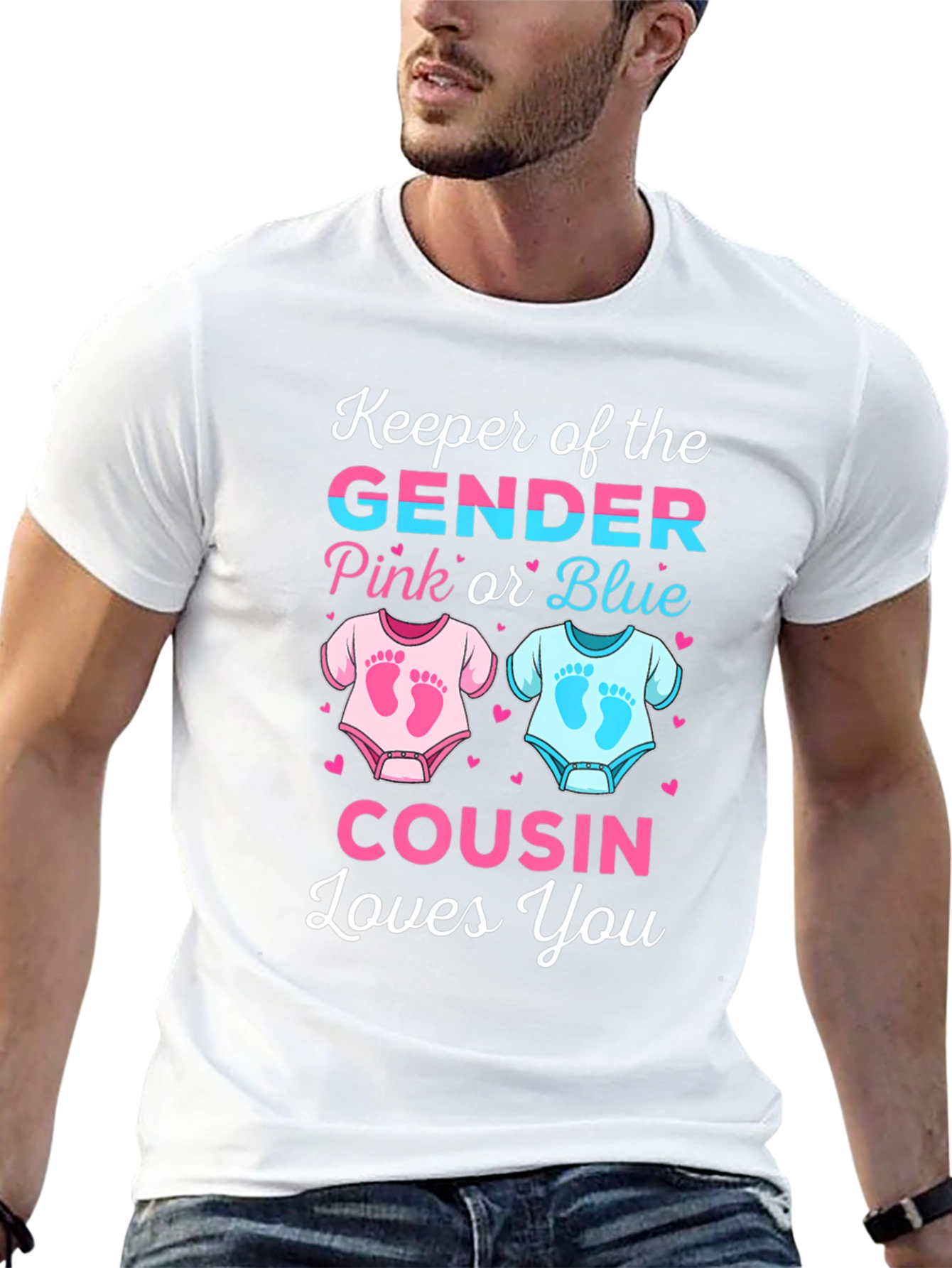 Gender Reveal Cousin T-Shirt - Pink or Blue