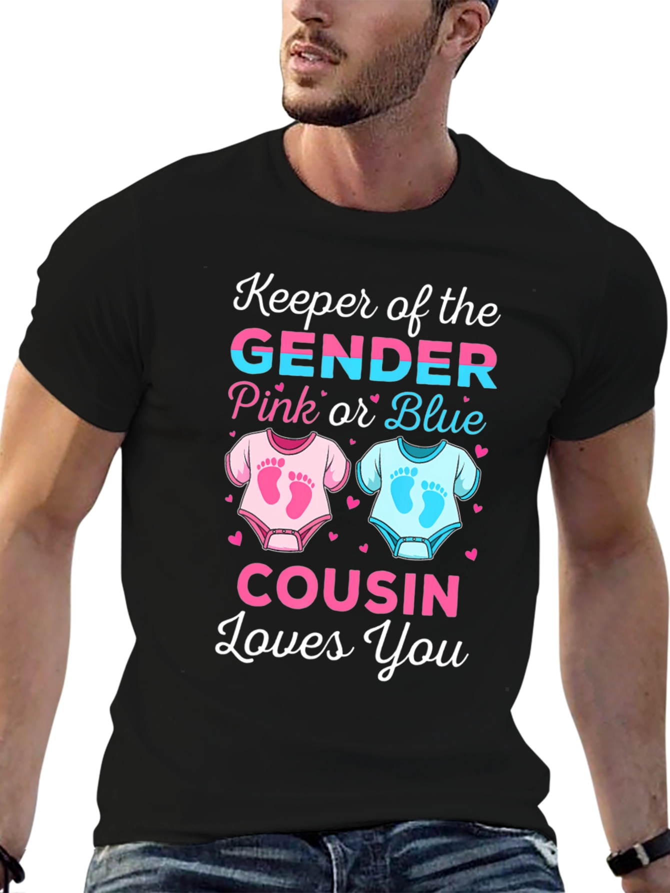 Gender Reveal Cousin T-Shirt - Pink or Blue