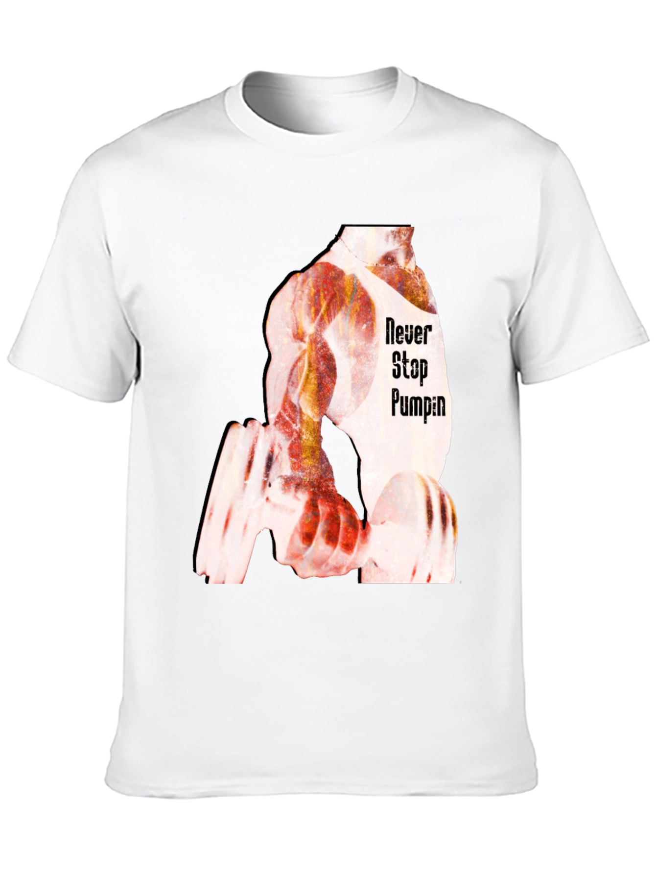 Never Stop Pumping Black Graphic T-Shirt