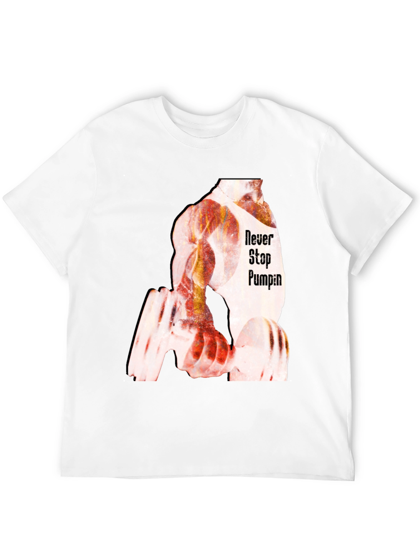 Never Stop Pumping Black Graphic T-Shirt