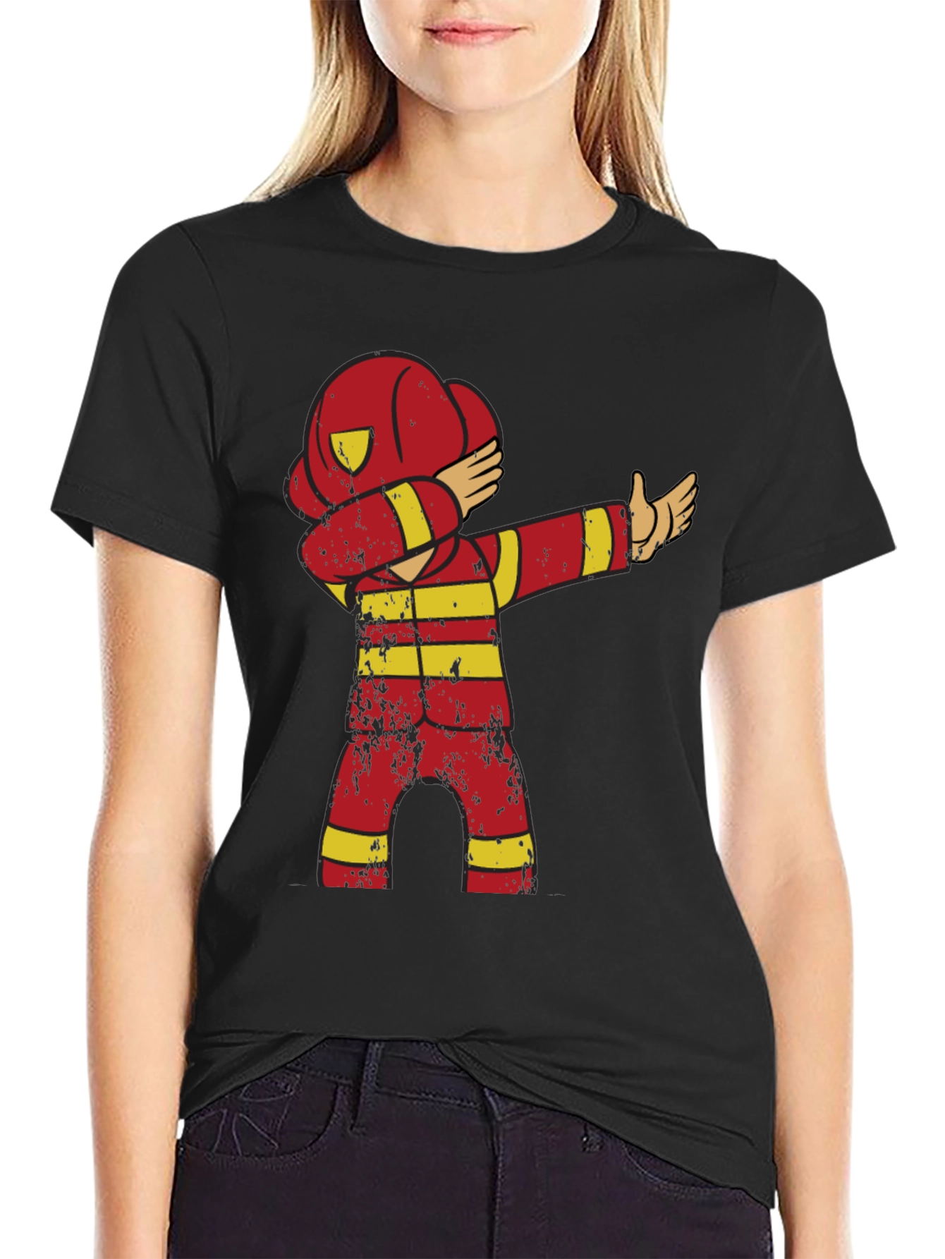 Fireman Dabbing T-Shirt - Novelty Firefighter Tee