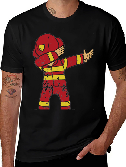 Fireman Dabbing T-Shirt - Novelty Firefighter Tee