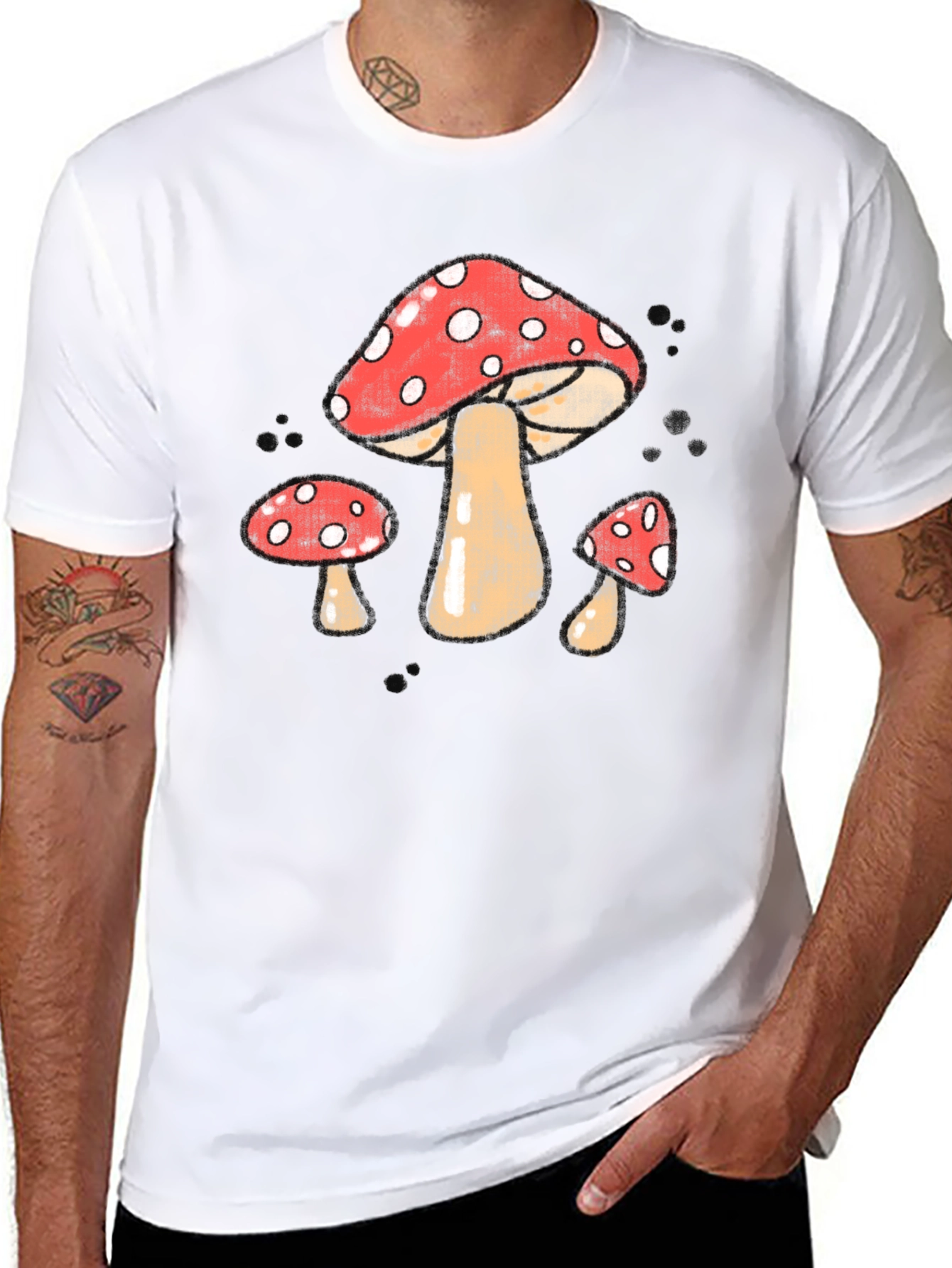 Mushroom Graphic T-Shirt - Red & White Fungi Print