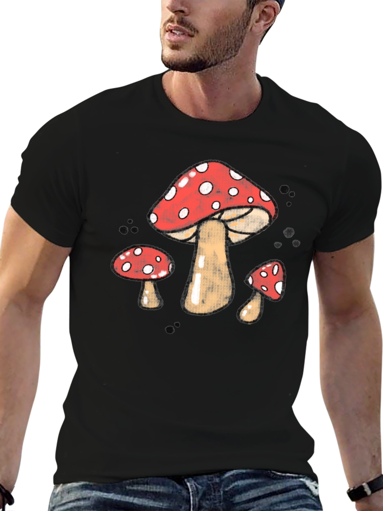 Mushroom Graphic T-Shirt - Red & White Fungi Print